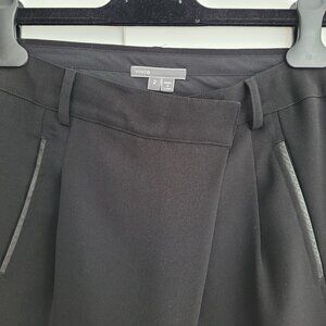 Vince Harem  Pants with Crossover Waist Leather Trim Black Size 2